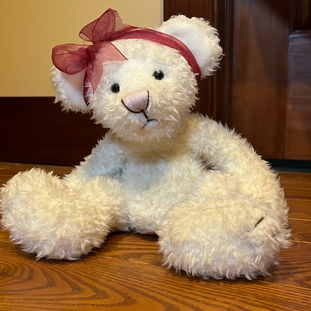 First & Main Ashley plush teddy bear about 7 1/2” tall sitting  item# 1204